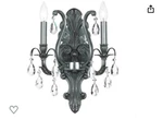 Crystorama Dawson 2-LIGHT Swarovski Strass Crystal Pewter Sconce. Fixed Price $189.00.