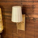 Gold Wall Sconce Vanity Light Electric 40W Classic W/ Fabric Shade. Fixed Price $26.00.