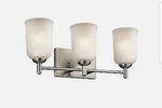 On Sale Kichler 45574NI Brushed Nickel 3 Light Satin Etched Glass Fixture. Fixed Price $62.00.