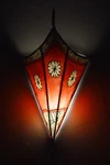 Moroccan Wall Sconce Light Fixture Decorative Henna Goat Skin Handmade Beige/red. Fixed Price $44.99.