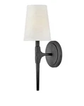 Hinkley 4460BK Beaumont Wall Sconce Black Iron W/ White Shade New Open Box. Fixed Price $180.00.