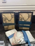 Vintage Craftsman Wall Sconce Pair Antique Finish Metal Glass. Fixed Price $150.00.