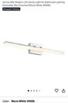 Mirrea 36IN Modern Led Vanity Light For Bathroom, Silver, Dimmable, J930-36W. Fixed Price $65.00.