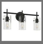 Indoi Bathroom Fixtures, Matte Black 3-LIGHT,. Fixed Price $36.00.