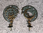 Vintage Partylite Sun Moon Stars Wall Sconce Candle Holders Pair 1994 Metal. Fixed Price $49.99.