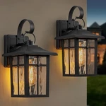 Ripple Glass 2 Pack Outdoor Wall Lights Waterproof Black Porch Lawyettle Dusk. Fixed Price $114.99.