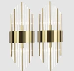 Teenyo Modern Clear Glass Wall Sconces Set Of 2 Titanium Gold Light Fixture. Fixed Price $49.99.