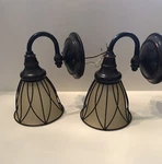 Sconce Litex Wall Lamps Set Of 2, With Globes Industrial Goose Neck Bronze/black. Fixed Price $18.99.