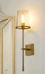 New Restoration Hardware Pauillic Style Brass & Glass Wall Sconce Torch 26"H. Fixed Price $214.23.