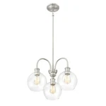 Quoizel Soho 3-LIGHT Brushed Nickel Clear Glass Globe Industrial Chandelier. Fixed Price $87.99.