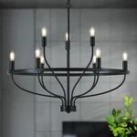 Industrial 30" Chandelier Vintage 9-LIGHTS Farmhouse Candle Style Black.... Fixed Price $219.89.