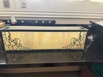 Vintage Craftsman Rectangular Wall Sconce Antique Black Glass & Metal Light. Fixed Price $250.00.