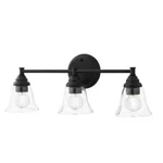 Hampton Bay Marsden 23.5 In. 3-LIGHT Matte Black Transitional Vanity Clear Shade. Fixed Price $31.13.