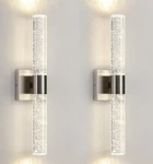 Brushed Nickel & Solid Bubble Crystal Led Wall Bath Vanity Sconce Lights Set. Fixed Price $57.99.