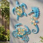 Lighted Led Coastal Beach Metal Wall Art Garden Decor Seahorse Crab Turtle. Fixed Price $74.98.