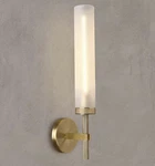 Modern Brass Wall Sconce Frosted Glass Tube Vanity Light 20 Hardwired. Fixed Price $129.99.