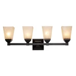 Val Verde 4-LIGHT Black Vanity With Marbleized Glass Shades By Bel Air L.. Fixed Price $129.42.