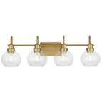 Home Decorators Halyn 31.375 In. Vintage Brass Vanity Light W/ Clear Glass. Fixed Price $59.95.