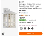 Quoizel Stonington Outdoor Wall Sconce, Coastal Armour Matte White Vintage. Fixed Price $99.00.