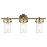 Kichler, Brinley 24" 3 Light Vanity With Clear Glass Champagne Bronze,. Fixed Price $169.15.