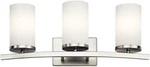 Crosby 23" Brushed Nickel Vanity 3-LIGHT Contemporary Bathroom Fixture. Fixed Price $233.99.