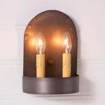 Irvins Country Tinware Short 2-LIGHT Colonial Electric Sconce. Fixed Price $82.95.