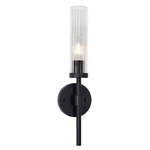 Afx Lighting Huntington 1LT 18" Wall Sconce, Black/clear Ribbed - HNTS0518MBBK. Fixed Price $52.00.