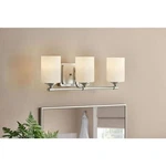 Hampton Bay Darlington 20.88" 3-LIGHT Brushed Nickel Vanity Frosted Glass. Fixed Price $30.47.