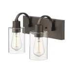 Jazava 13.6 In. 2-LIGHT Oil Rubbed Bronze Vanity With Clear Glass Shade. Fixed Price $21.99.