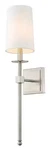 Hampton Bay Brushed Nickel Swing Arm Sconce With White Fabric Shade 1001653447. Fixed Price $92.00.