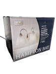 Hampton Bay Hamilton Brushed Nickel 2-VANITY Lights With Frosted Glass Shades. Fixed Price $28.39.