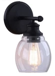 Aspen Creative 62317 1-LIGHT Vanity Wall Black Clear Glass Orb Finish. Fixed Price $34.95.