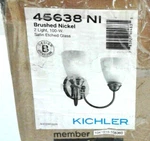 Kichler Lighting 45638 Jolie 2 Brushed Nickel Satin Etched Glass. Fixed Price $69.99.