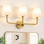 Mokatng Bathroom Fixtures, 3-LIGHT Brushed Gold Vanity Lights,. Fixed Price $55.78.