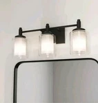 Dsi Lighting Jaylin 22" 3-LIGHT Matte Black Vanity W/clear Frosted Glass. Fixed Price $49.39.