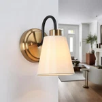 Gepow Black Gold Wall Sconce Modern Fabric Shade Bathroom Light. Fixed Price $24.48.