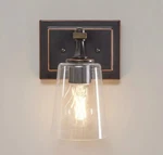 Better Homes & Gardens Indoor Wall Sconce Vanity Light, Bronze Metal Glass Shade. Fixed Price $19.99.