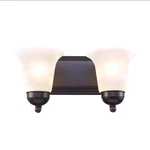 Bel Air Vanity Lighting 2-LIGHT Oiled Bronze Finish W/ Marbleized Glass Shades. Fixed Price $39.00.