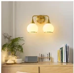 Kaisite 14.7" 2 Light Brushed Gold Vanity W/ Milk White Globe Glass Shades. Fixed Price $32.10.