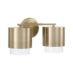 Capital Lighting Weller 2LT Vanity, Matte Brass/clear Seeded 153021MA-549. Fixed Price $194.00.