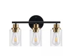 Merra 17 In. 3-LIGHT Modern Matte Black Vanity-light With Clear Glass Shade. Fixed Price $45.00.