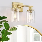 2-LIGHT Gold Vanity Light,bathroom Fixtures Over Mirror With C.... Fixed Price $46.46.