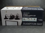 Hampton Bay Elmcroft 29IN 3-LIGHT Matte Black Farmhouse Vanity + Hardware Kit. Fixed Price $39.99.