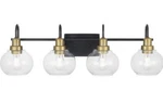 Home Decorators Halyn 31.375 In. 4-LIGHT Matte Black/brass Bathroom Vanity. Fixed Price $58.00.