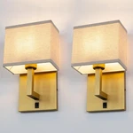 Yosoan Set 2 Linen Boho Fabric Wall Sconce With Off Switch, Brass Vanit.... Fixed Price $134.25.