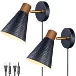 Black Plug In Wall Sconces Set 2, Modern Bedroom Light With On/off Co.... Fixed Price $91.22.