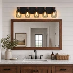 31 Inch Bathroom Black Metal Shade Led Vanity 5 Light Mirror Wall Sconce Fixture. Fixed Price $97.99.