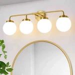 Llhzsy Lucie 31.14 In. 4-LIGHT Gold Bathroom Vanity With Opal Glass Shades. Fixed Price $142.99.