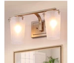 Uolfin 2-LIGHT Wall Sconce 14.2 In. Matte Gold Frosted Glass Shades Mid-century. Fixed Price $25.51.