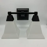 Jonathan Staunton 14 1/2 2-LIGHT Iron Glass Oil Rubbed Bronze Vanity. Fixed Price $32.50.